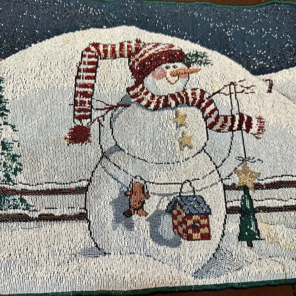 Christmas Snowman Table Runner Tapestry Winter Scene Home‎ Decor 72